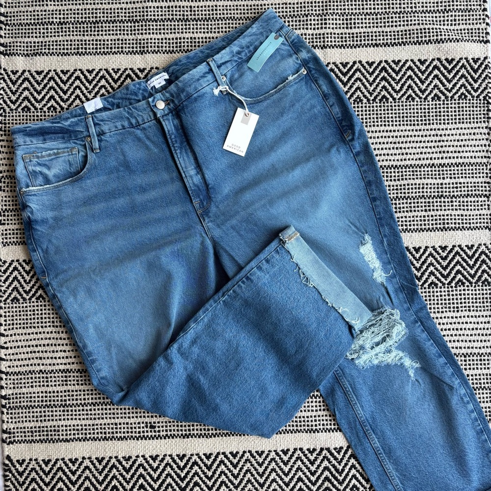 NWT Good American Good Icon Distressed Jeans size 20W
